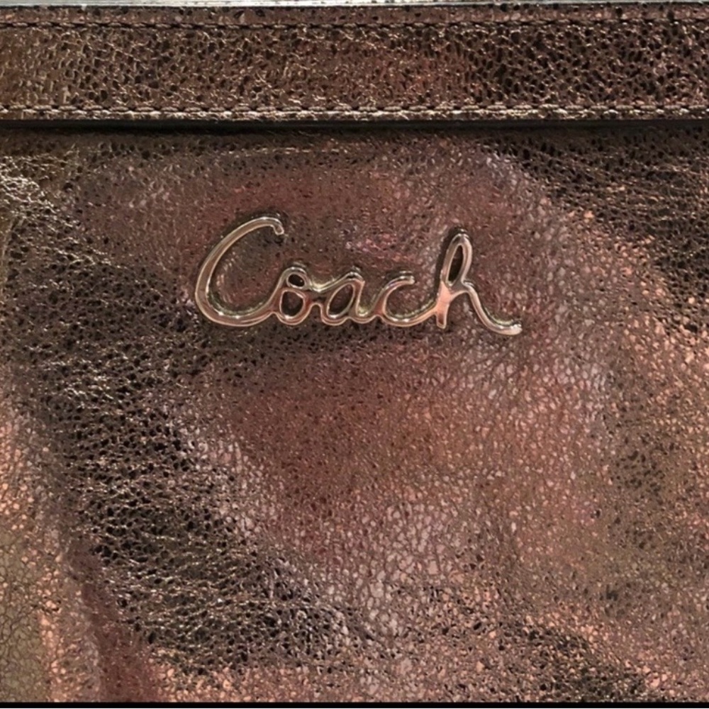Coach Gallery Metallic Bronze Signature Lurex Tote - Picture 2 of 14